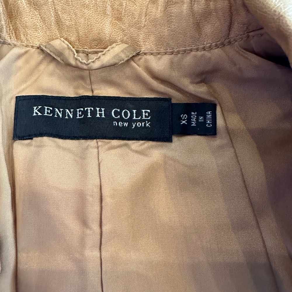 Kenneth Cole Genuine Leather Country Western 90s jacket Caramel colored size XS - Picture 5 of 6